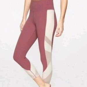 Athleta Exhale Capri Color Block Mesh Cropped Leggings